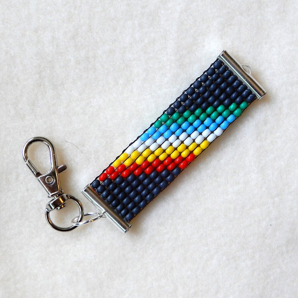 Disability Pride flag bead keychain / bag charm, handmade, 30% to charity